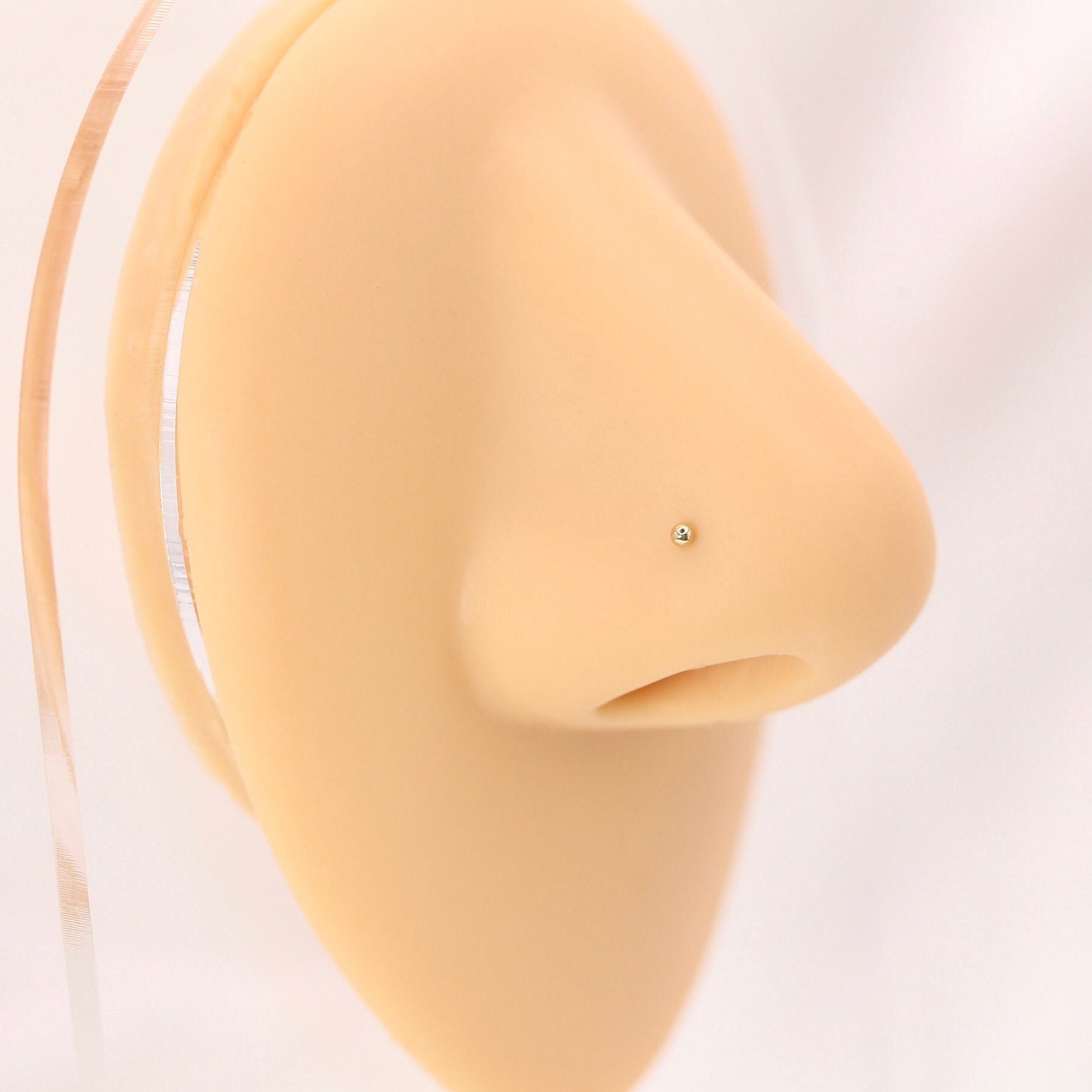 NEW! Teeny Tiny 1.5mm BEAD 14K Gold Threadless Solid Gold Piercing - Nose/Tragus/Cartilage/Conch/Forward Helix Piercing - Push Pin Nose Ring