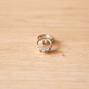 16G Tiny CZ Clear Gem 8mm Hinged Segment Clicker Ring • Seamless Tiny Hoop • Clicker Ring • Septum/Daith Small Cute Clicker Hoop Ring
