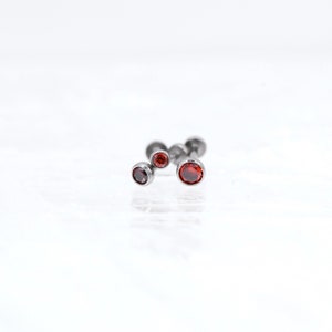 20G Titanium RED Earring Threadless Labret Implant Grade Labret • Nose Stud • Tragus/Cartilage/Conch/Forward Helix Labret • Push Pin Jewelry