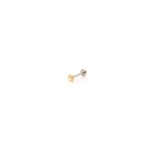 NEW! 14K Gold SUN Threadless Solid Gold Earring - Nose/Tragus/Cartilage/Conch/Forward Helix Piercing - Push Pin Nose Ring