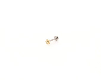 NEW! 14K Gold SUN Threadless Solid Gold Earring - Nose/Tragus/Cartilage/Conch/Forward Helix Piercing - Push Pin Nose Ring