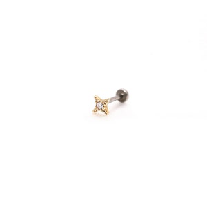 14k Gold SPARKLE Earring Threadless Labret - Nose/Tragus/Cartilage/Conch/Forward Helix Labret - Dainty Nose Stud - Gold Push Pin Labret