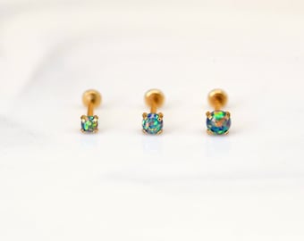 Opal platt baksida Labret-örhänge: 16G/18G/20G broskpiercing
