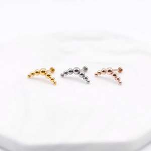 20G/18G/16G Curved Beads Threadless Earring, Cartilage Earring Stud, Helix/Conch Earrings, Push Pin Labret Stud, Flat Back Jewelry