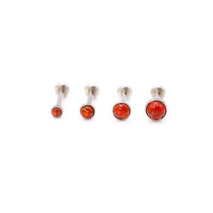 20G Tiny Tragus Stud Opal RED Ohrring • Threadless Labret Stud • Knorpel / Conch / Vorwärts Helix Ohrring • Winzige Nase Push Pin Flatback