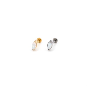 NEU! 20G Titan Opal MARQUISE Ohrstecker, Opal Ohrstecker, Nasen labret, Tragus Knorpel Conch Forward Helix Flach hinten, Zierlicher Schmuck