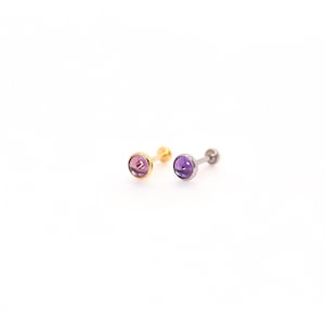 Améthyste en titane, clou labret, labret 20 G, boucle d'oreille tragus, conque cartilagineuse, clou hélicoïdal, clou à dos plat violet