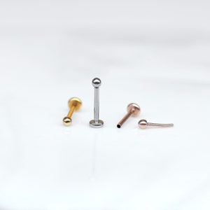 Tiny 1.5mm Ball • Silver Gold Rose Gold Labret Tragus Stud Helix / Conch Stud Earring • Delicate Teeny Tiny 20g / 0.8mm Threadless Push In