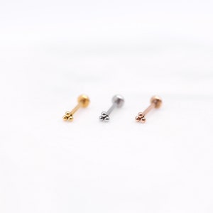 Tiny Labret 2mm TRI-BEAD Cluster Threadless Steel Earrings • Push Pin Labret • Nose/Tragus/Cartilage/Forward Helix Earrings • Tiny Piercing