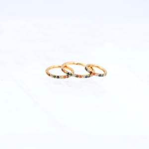 16G Titanium CZ Rainbow Gem Segment Ring • Clicker Ring • Seamless Ring • Dainty Earring • Cartilage/Conch/Helix Earring