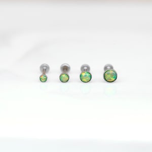Threadless Super Tiny GREEN Opal 2mm 3mm 4mm Labret Stud, Tragus/Helix/Cartilage/Conch Stud, Flatback Labret Stud, Push Pin Dainty Earring