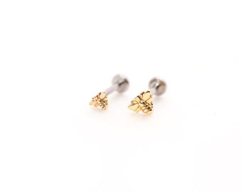 Tiny Tiny 14 carats BEE clou d'oreille sans filetage post labre titane or massif titane - Nez/Tragus/cartilage/Conque/Forward Helix Labret Boucles d'oreilles