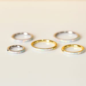 16G Steel CZ OPAL Side Inlay Hinged Segment Ring - Clicker Ring - Seamless Ring - Dainty Piercing - Cartilage/Conch/Helix Earrings