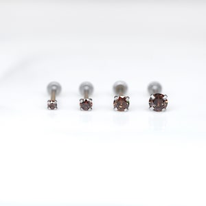 Threadless Labret Stud • Boucle d'oreille COFFEE Gem - Tragus/Cartilage/Conch/Forward Helix Boucle d'oreille - minuscule nez Push Pin Stud