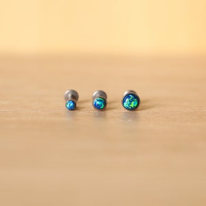 16G Screw-in Tiny Dark Blue Tortoise Opal 2.5mm 3mm 4mm Tragus/Helix/Cartilage/Conch Labret Stud - Flatback stud - Dainty Tiny Nose Labret