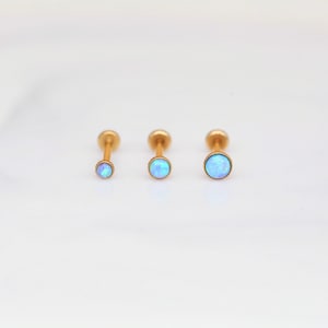 Tiny Push Pin Labret Gold Sky BLUE Opal Tiny Earrings - tiny Nose/Tragus/Cartilage/Conch/Forward Helix Labret stud - flatback stud