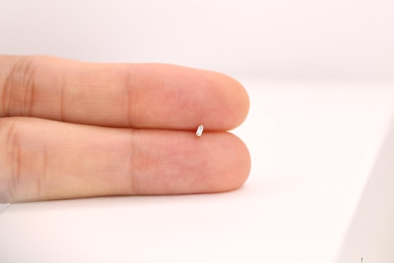 NEW! 14K Gold Teeny Tiny RECTANGLE Threadless Solid Gold Earring - Nose/Tragus/Cartilage/Conch/Forward Helix Piercing - Push Pin Nose Ring