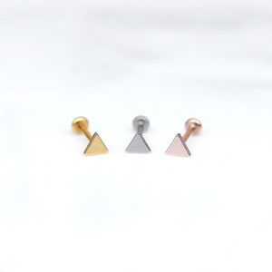Piercing TRIANGLE 3 mm en acier inoxydable sans filetage 20G 18G 16G - Piercing nez/tragus/cartilage/conque/hélice avant - Piercing punaises