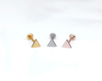 3mm TRIANGLE 20G 18G 16G Threadless Stainless Steel Piercing - Nose/Tragus/Cartilage/Conch/Forward Helix Piercing - Push Pin Piercing