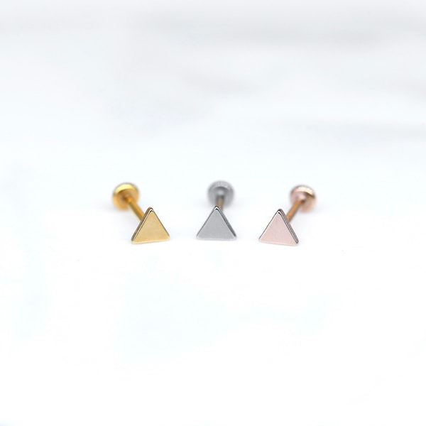 3mm TRIANGLE 20G 18G 16G Threadless Stainless Steel Piercing - Nose/Tragus/Cartilage/Conch/Forward Helix Piercing - Push Pin Piercing