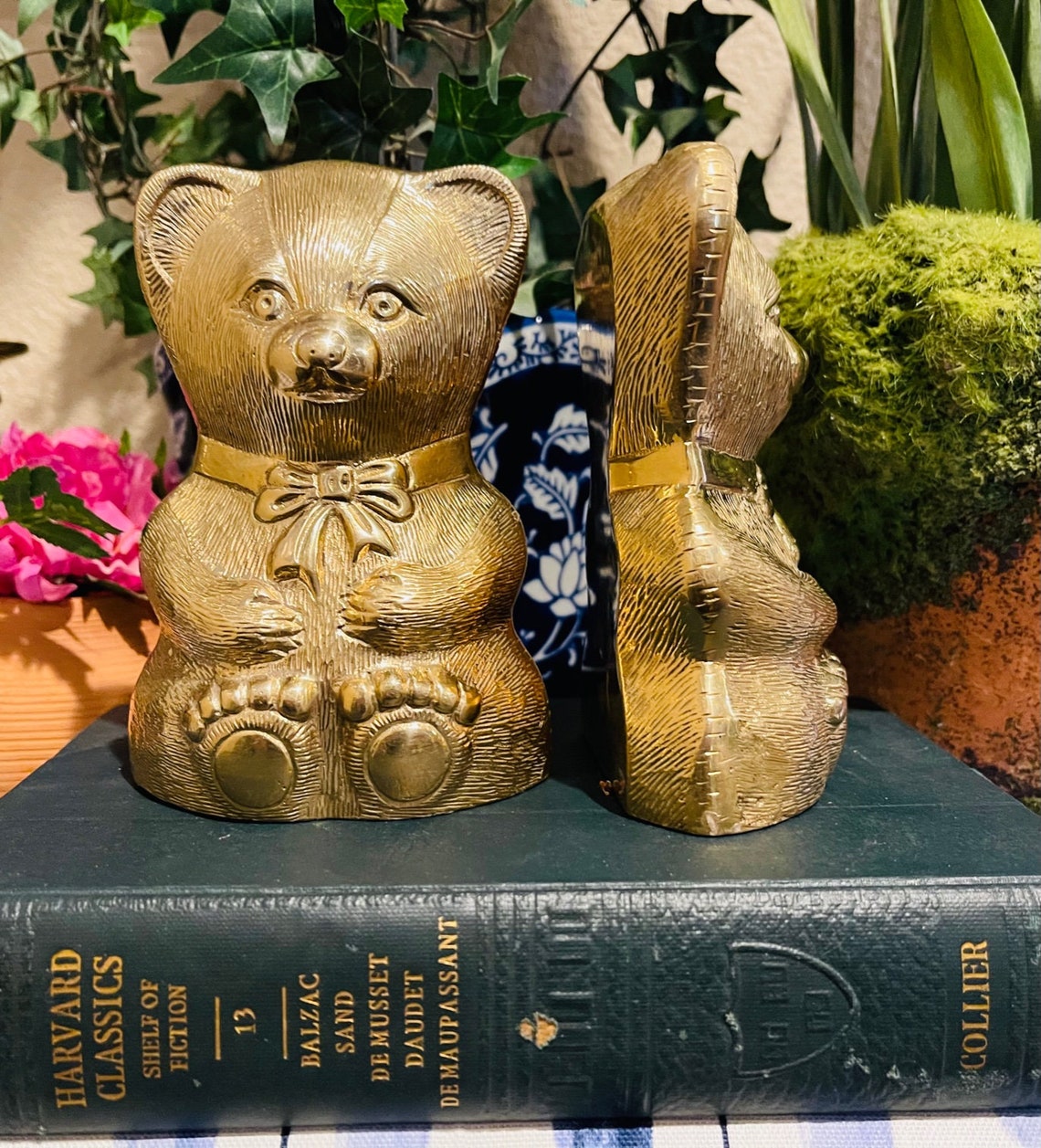 Brass Teddy Bear Bookends Vintage Etsy