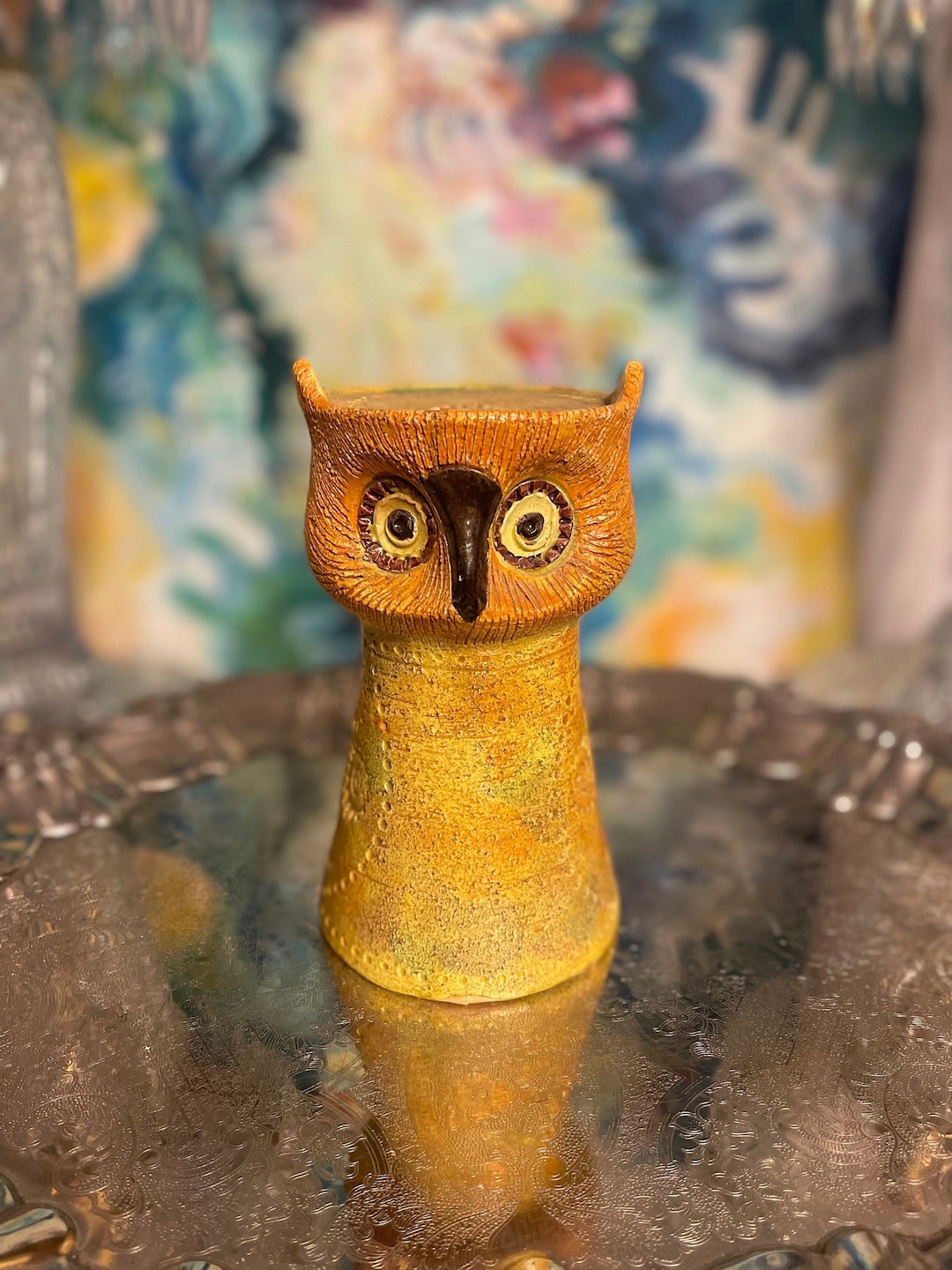 Italian Londi Bitossi Mid Century Owl Candleholder, Mid Century