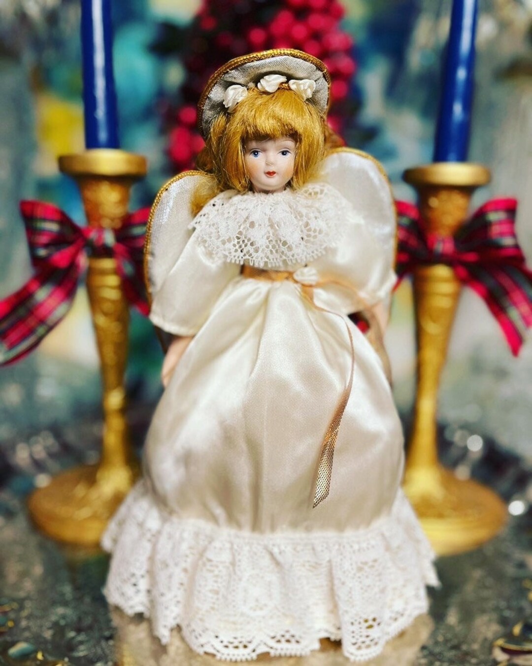 House of Hatten Angel Tree Topper, Grandmillennial Christmas Decor, Vintage Christmas, Vintage