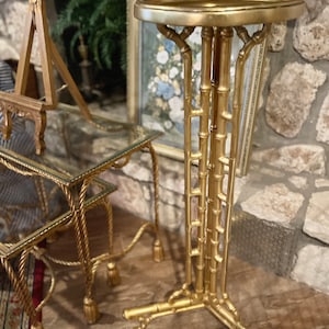 Gold Bamboo Plant Stand, Faux Bamboo Plant, Chinoiserie Plant Stand, Hollywood Regency, Maximalist Decor, Estate Decor, Grandmillennial Deco