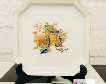 Vintage Chinoiserie Plate, Rickshaw Plate, Chinese Motif, Chinoiserie Decor, Plate Wall Decor, Vintage Decor, Shelf Decor