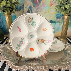 Set of Two Louis Lourioux Le Foune Oyster Plates, French Oyster Plates, Vintage French Oyster Plate Set, Oyster Plate