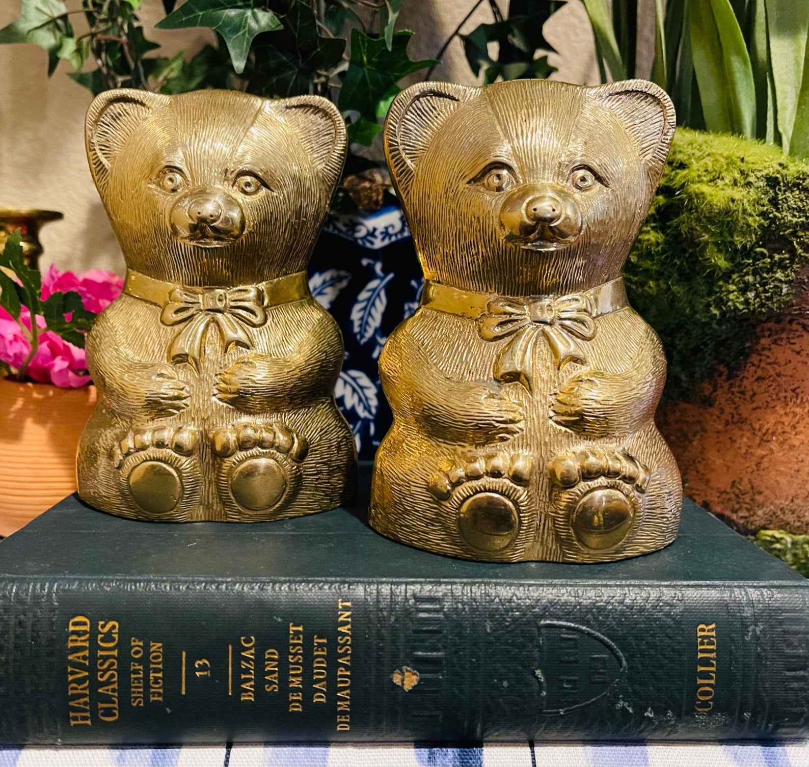 Brass Teddy Bear Bookends Vintage Etsy