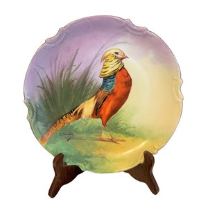 Limoges Game Bird, Pheasant Plate, Hand Painted, Vintage, artist signed