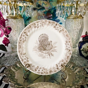 Vintage Churchill Round Thanksgiving Turkey Platter, Made in Columbia, 12&quot; Chop Plate