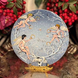 Fünf Goldringe Haviland Limoges Plättchen, Zwölf Tage Weihnachten Sammelteller Limoges Plättchen, Limoges Weihnachtsdekoration, Frankreich