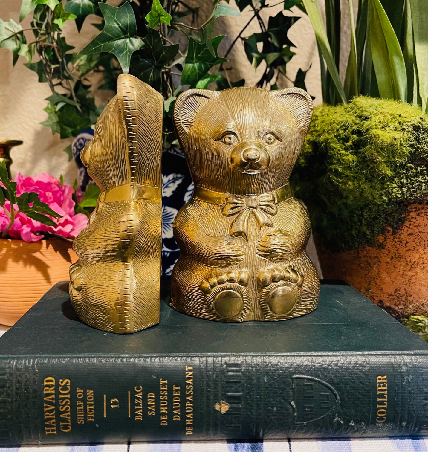 Brass Teddy Bear Bookends Vintage Etsy