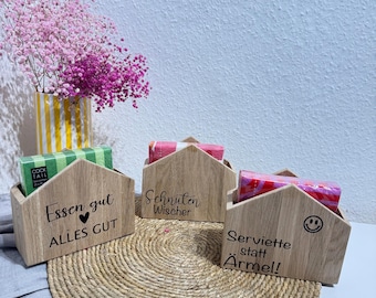 Serviettenhalter / Tischdekoration / Serviettenhalter aus Holz / Bon Appetit / Schnuten Wischer / Wohnaccessoires / Servietten Halter /