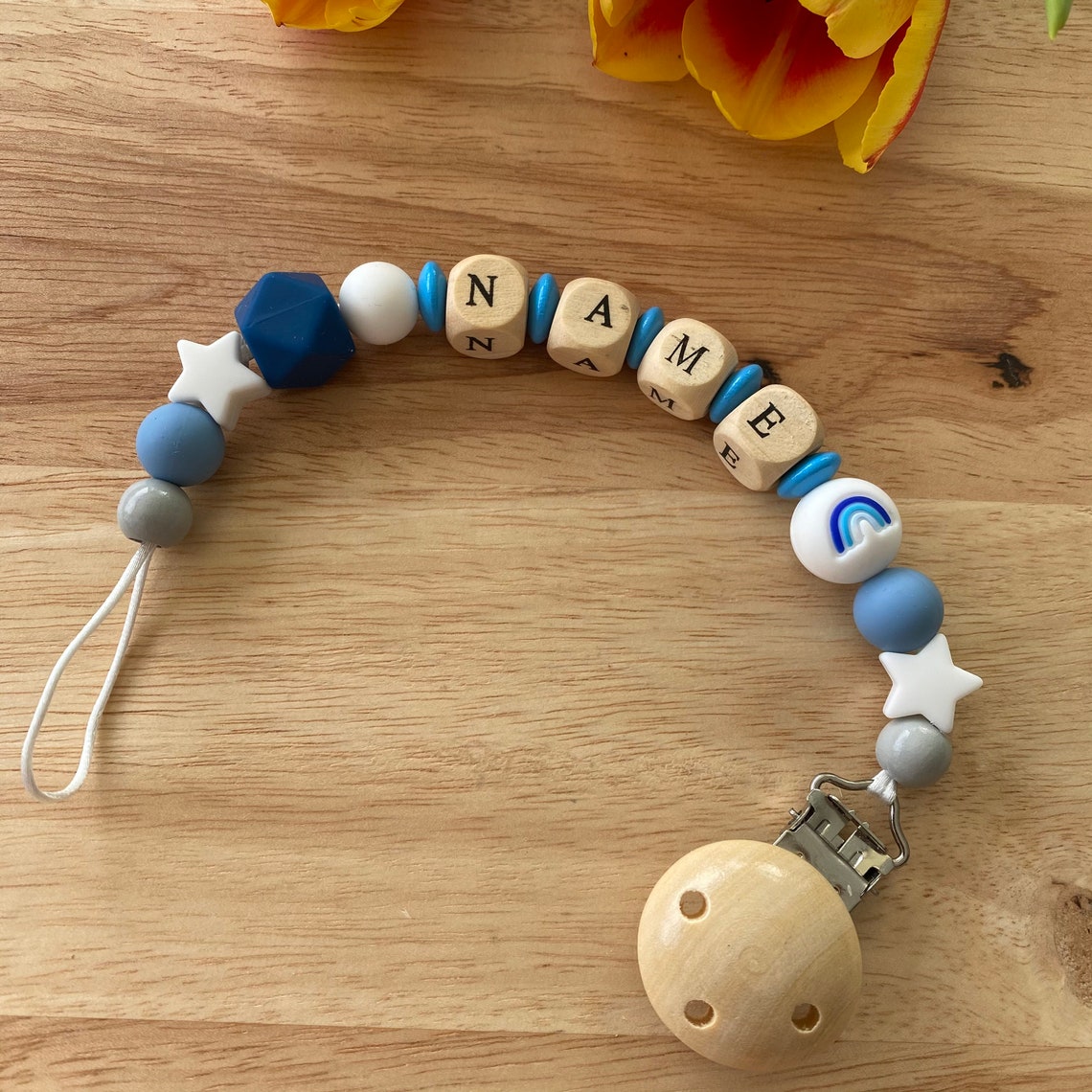 Pacifier Chains Motif Bead Silicone Rainbow Gift Birth Gift Etsy