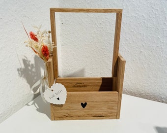 Geschenkverpackung aus Holz / Geschenktasche / Geschenkträger aus Holz /  Trockenblumen / Geschenkehalter