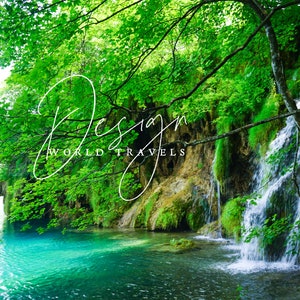 Plitvice Lakes, Croatia Waterfall Photography | Waterfall print | nature art | national park | travel poster | digital download printable