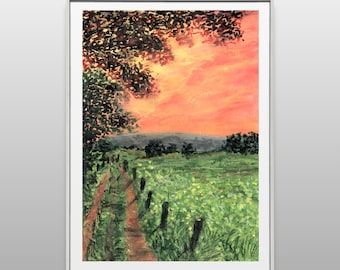 Sky on Fire - Oil Pastel Print