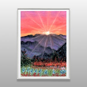 Purple Sunset - Oil Pastel Print