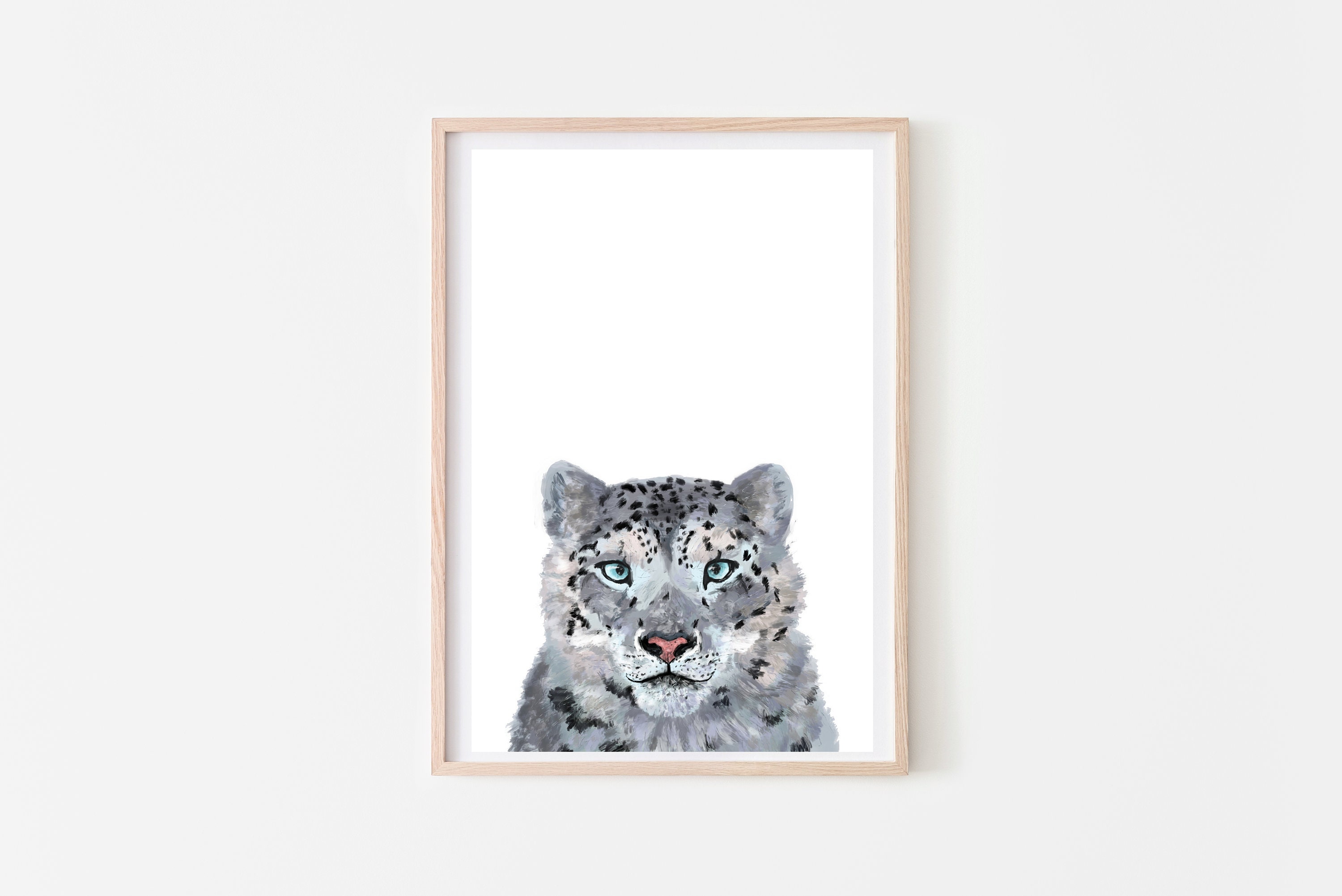 Snow Leopard Nursery Decor Print, Nursery Animals Print, Nursery Wall