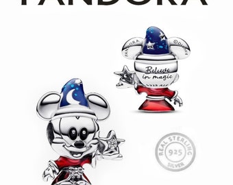 Genuine Disney's Mickey Mouse Sorcerer Apprentice Pandora Charm Fine Sterling Silver Hallmarked Jewelry