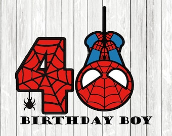 Spiderman 4th Birthday SVG Spiderman birthday boy PNG file for t-shirt printing Spiderman Birthday SVGFile Instant Download DIY Shirt Design