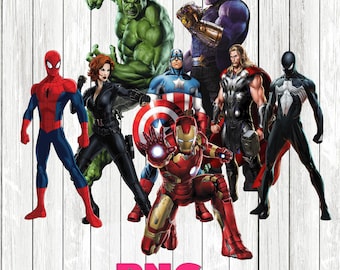 Avengers png, Superheroes, Spiderman, Wolverine, Thor, Deadpool, Hulk, Captain America, printable, sublimation image, transparent background
