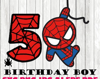 Spiderman 5 verjaardag digitaal bestand svg PNG gelukkige verjaardag spiderman spiderman svg, verjaardag svg, bday boy spiderman, instan download