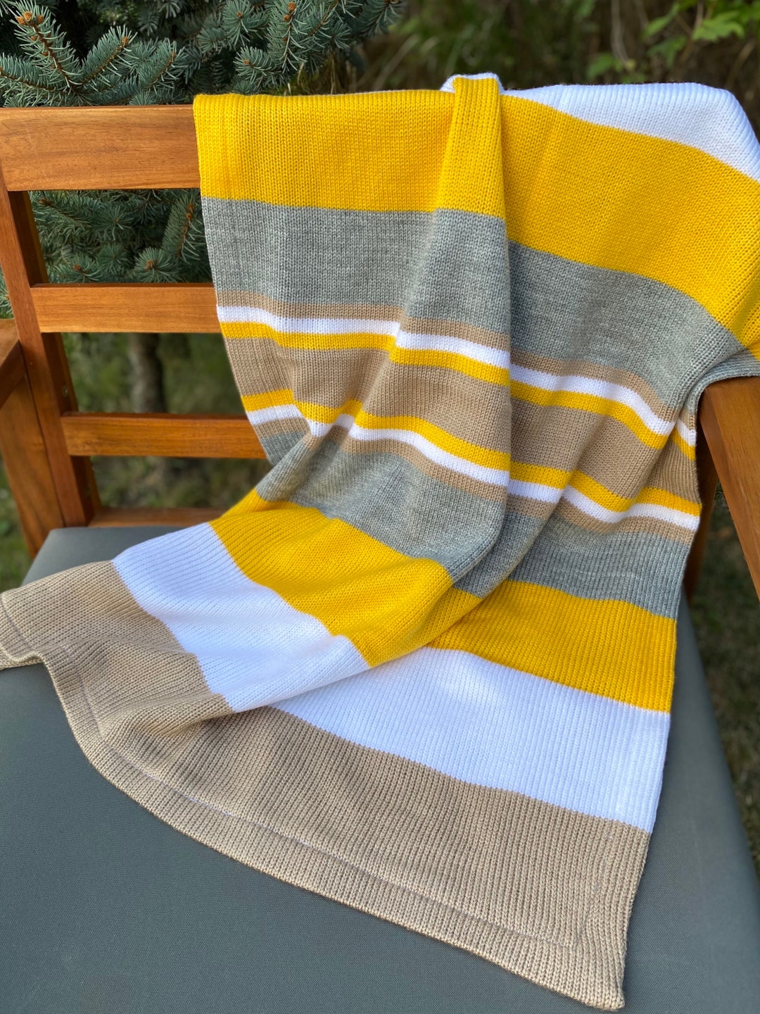 New Born Blanket Knit Baby Blanket Striped Baby Blanket Etsy