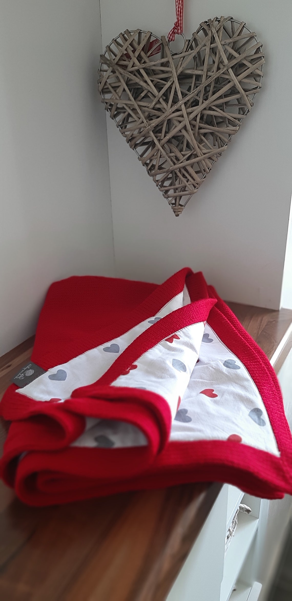 Baby Knit Blanket Red Baby Blanket Heart Print Baby Blanket Etsy