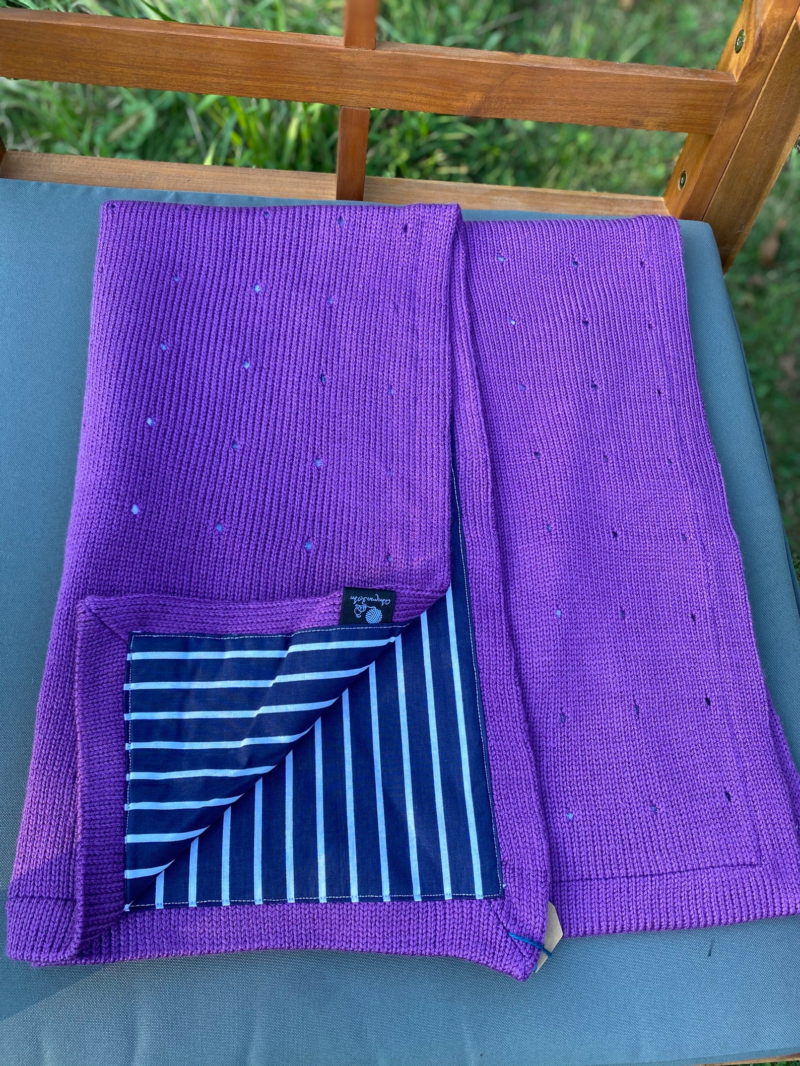 Purple baby knit blanket new born blanket pram knitted | Etsy