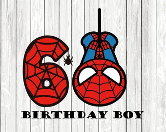Spiderman 6e verjaardag SVG Spiderman feestvarken PNG-bestand voor t-shirt afdrukken Spiderman verjaardag SVGFile Instant Download DIY Shirt Design